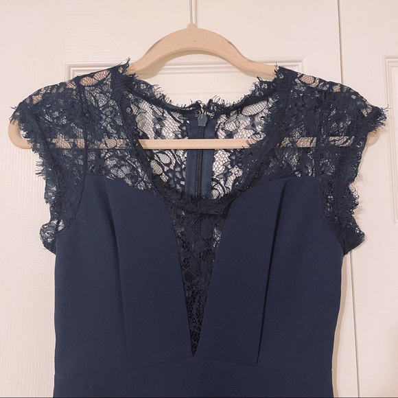 BCBGeneration Lace Inset Dress Navy - Picture 3 of 4